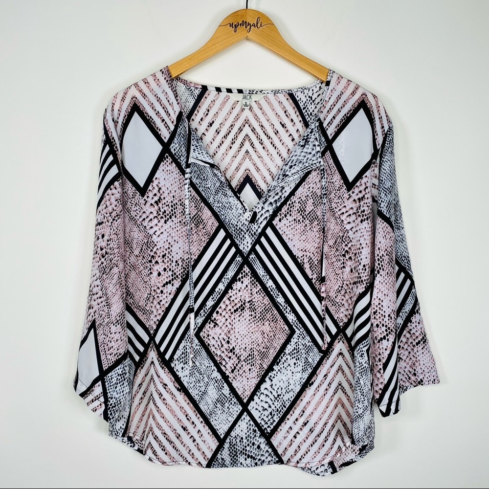 Jack Geometric Multi Pattern Snake Print Blouse T… - image 1